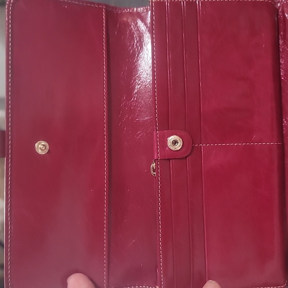 lh sairerlong red leather trifold wallet contrast wallet - Picture 3 of 6